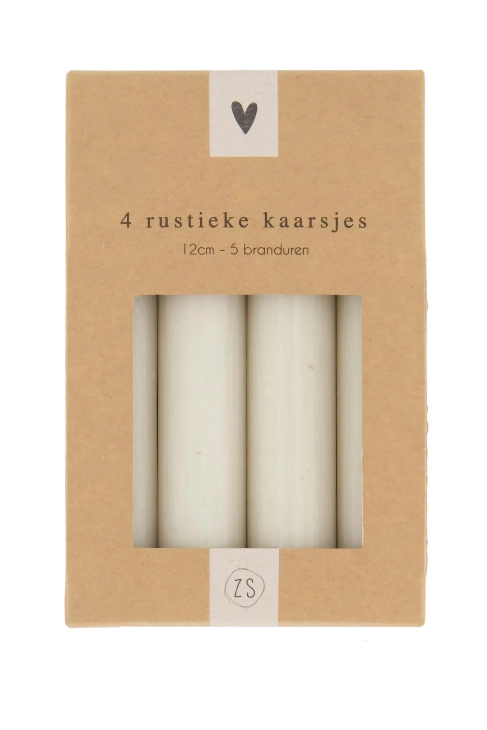 ZUSSS 4 rustieke kaarsjes 12cm