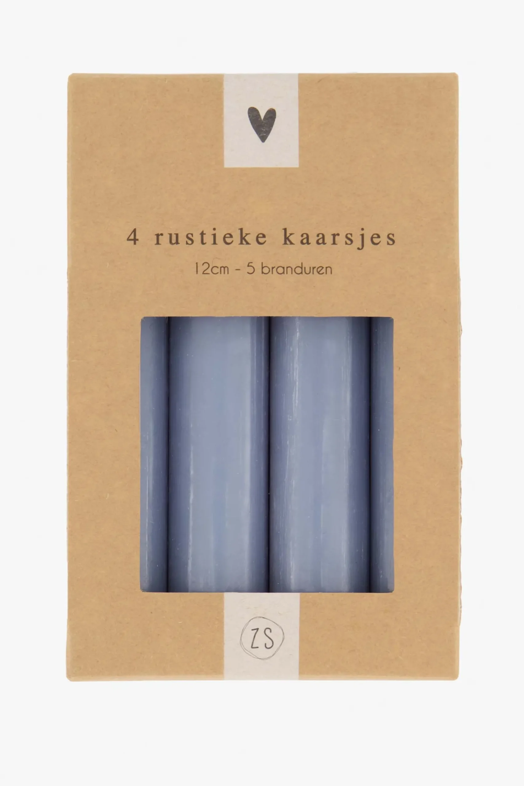 ZUSSS 4 rustieke kaarsjes 12cm