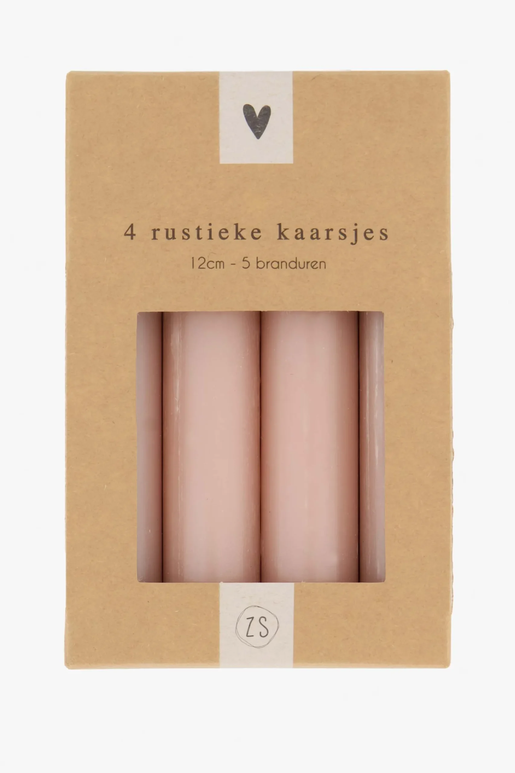 ZUSSS 4 rustieke kaarsjes 12cm terra