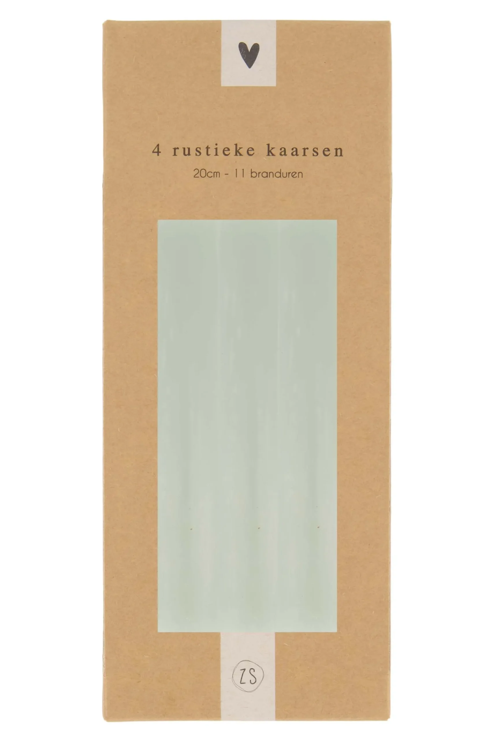 ZUSSS 4 rustieke kaarsjes 20 cm saliegroen