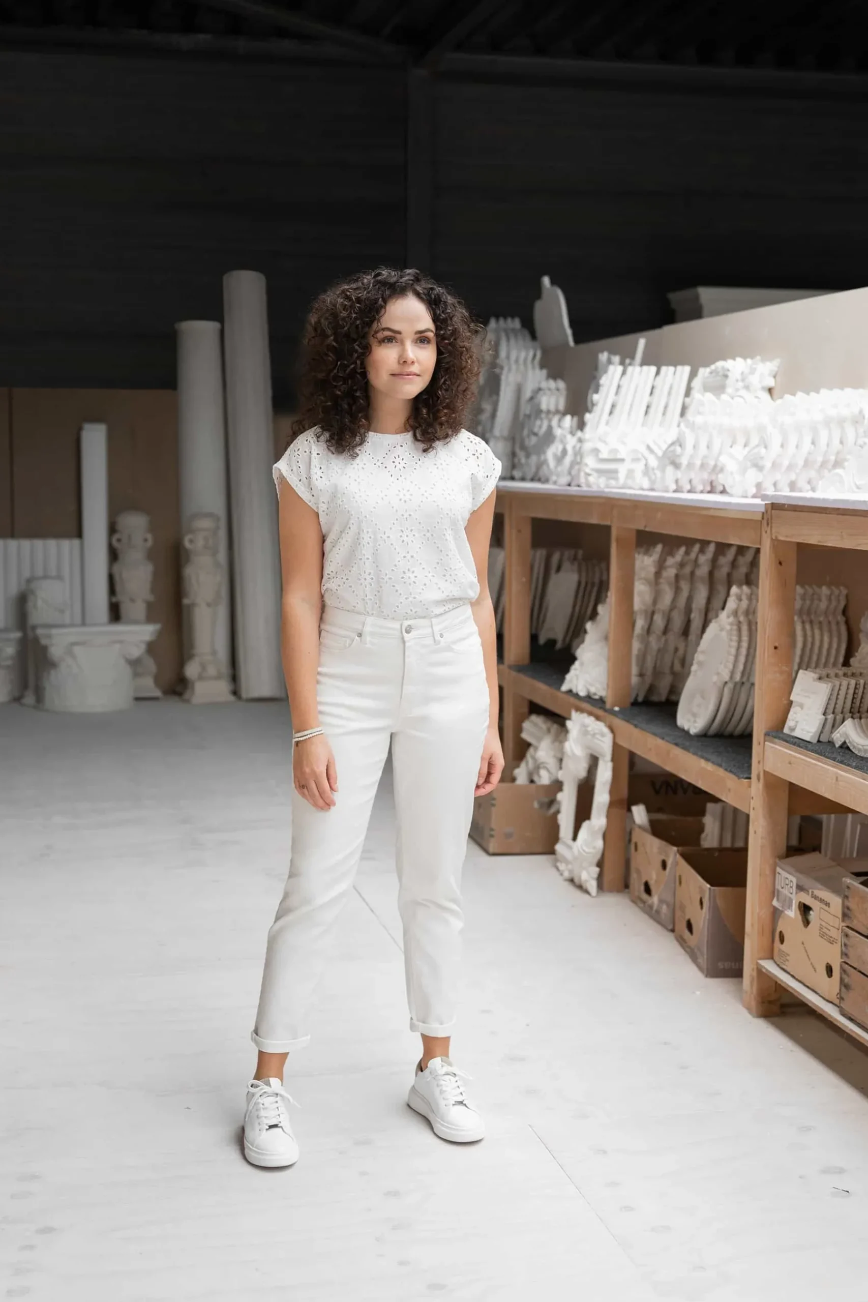 ZUSSS high waist jeans off white