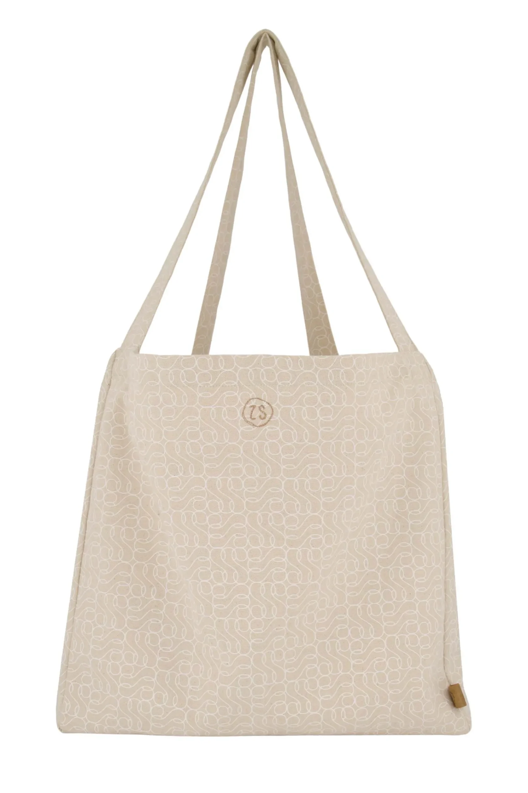 ZUSSS katoenen tas met logoprint zand/wit