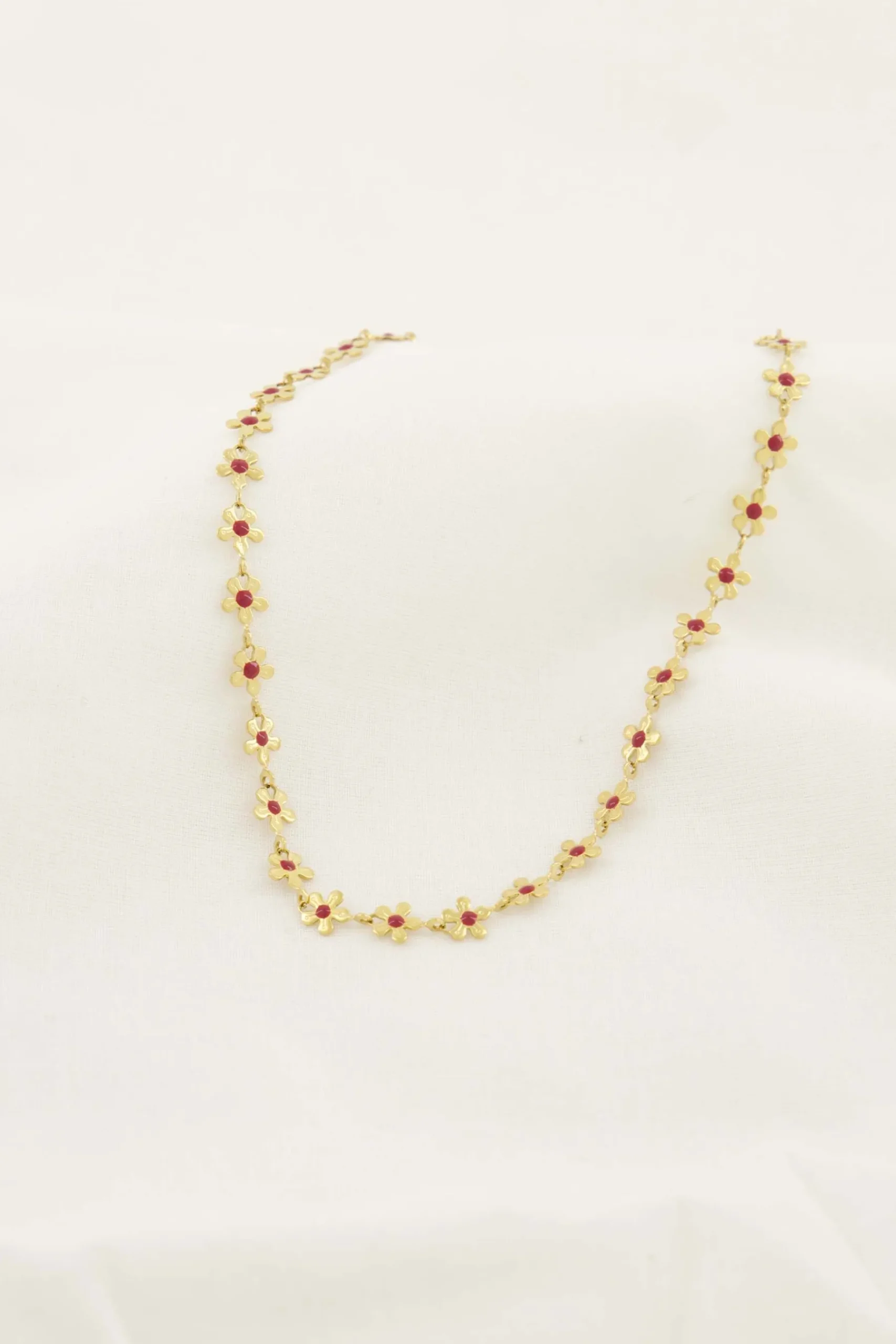 ZUSSS ketting met bloemen roze rood