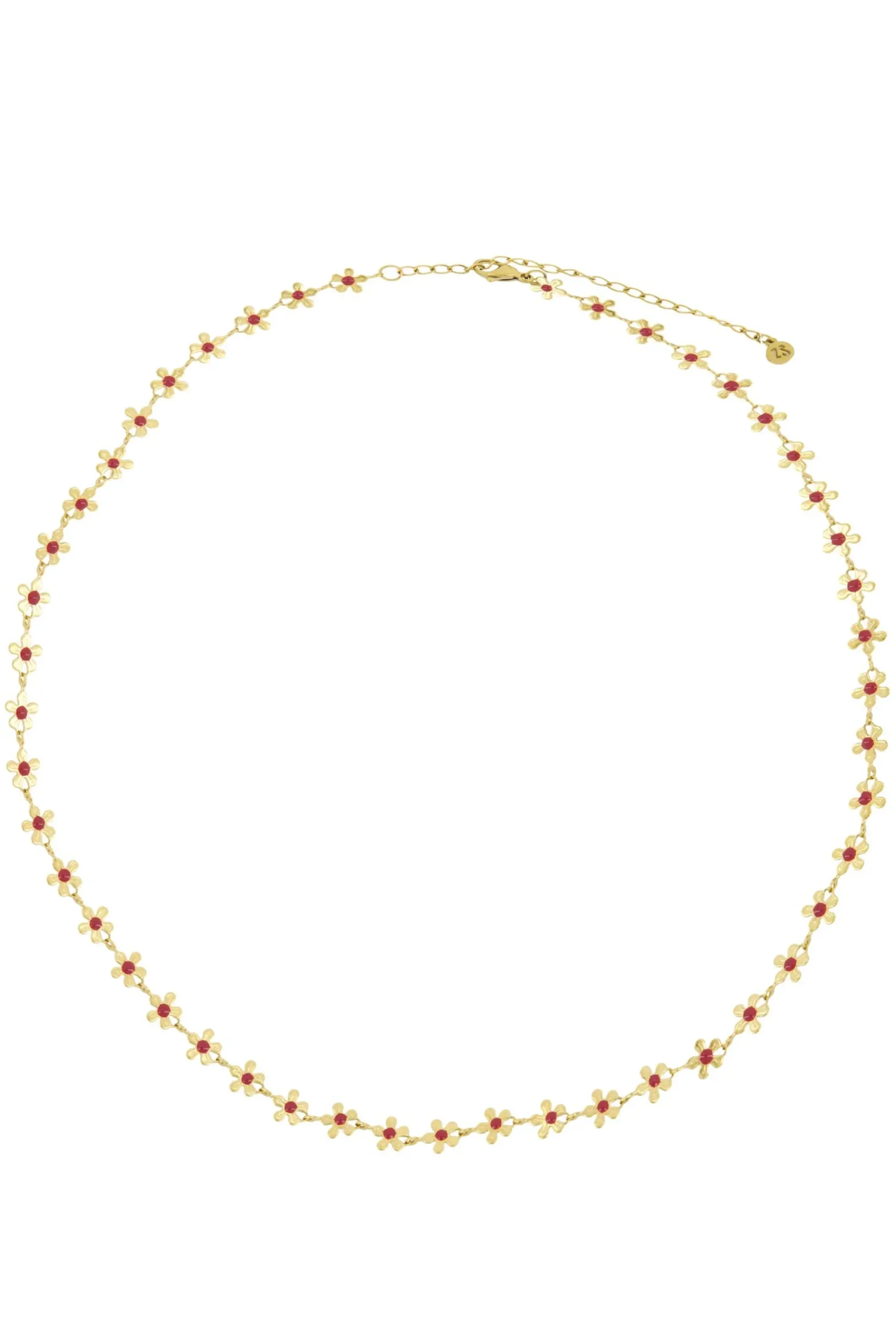 ZUSSS ketting met bloemen roze rood