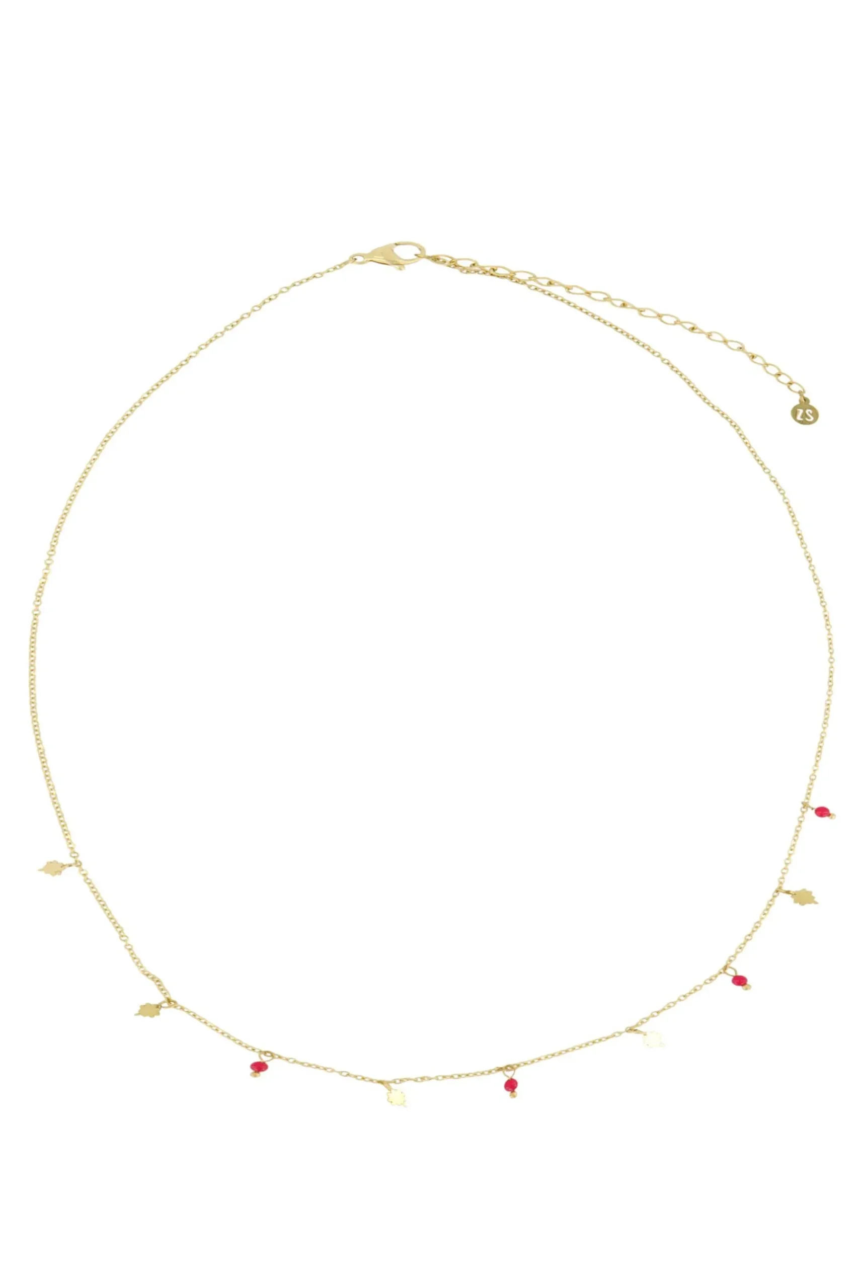 ZUSSS ketting met klavertjes roze rood
