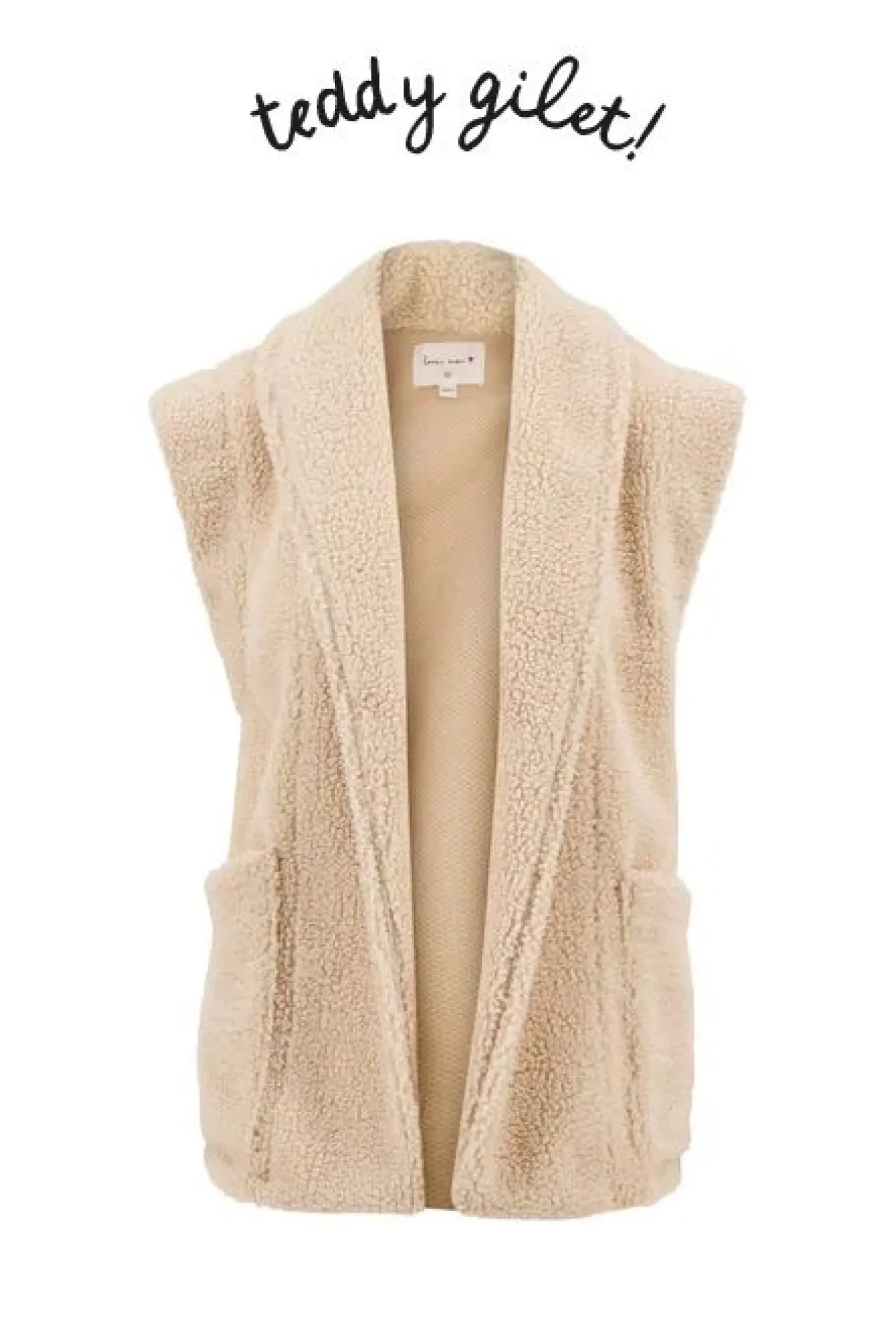 ZUSSS lang teddy gilet met zakken off white