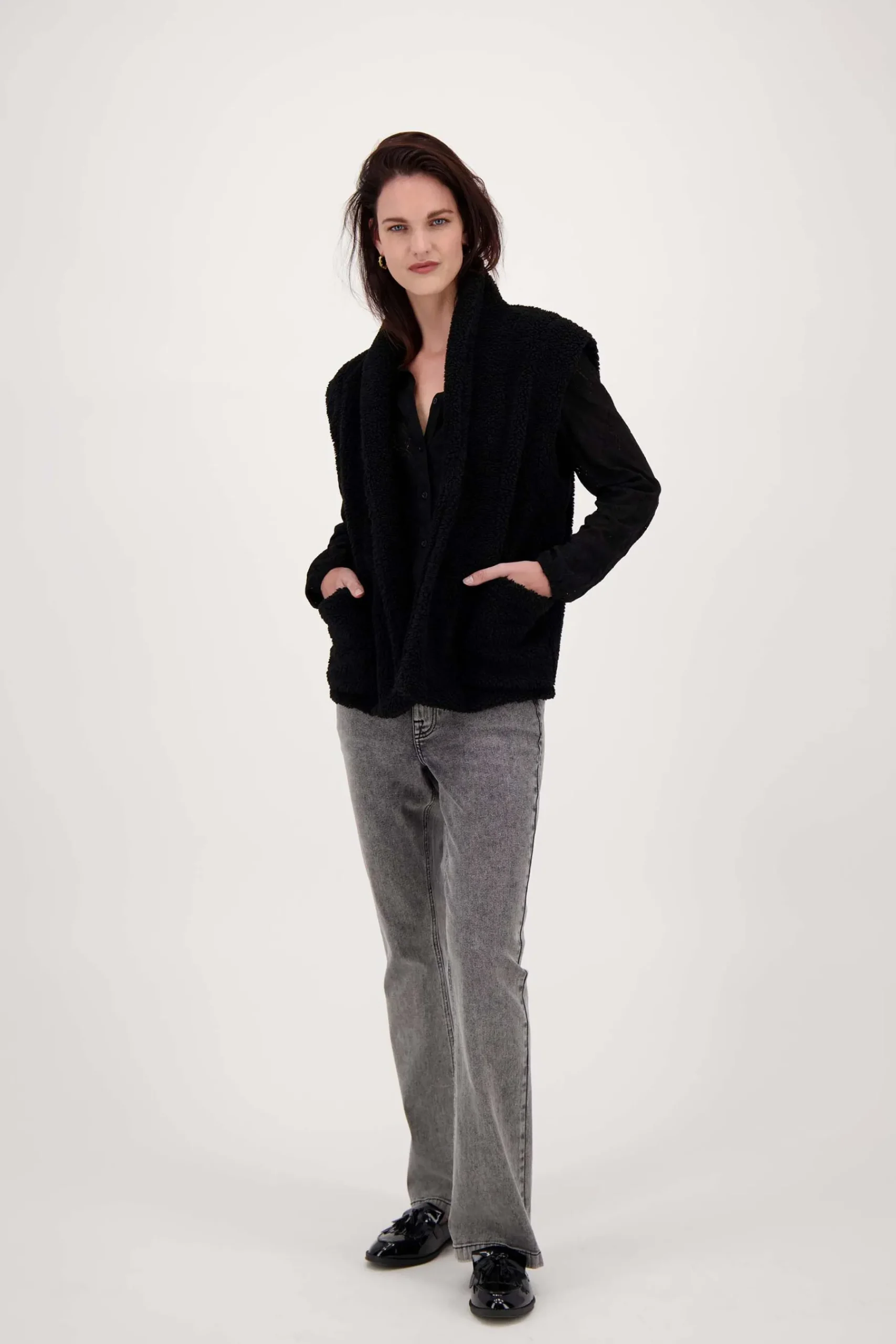 ZUSSS lang teddy gilet met zakken