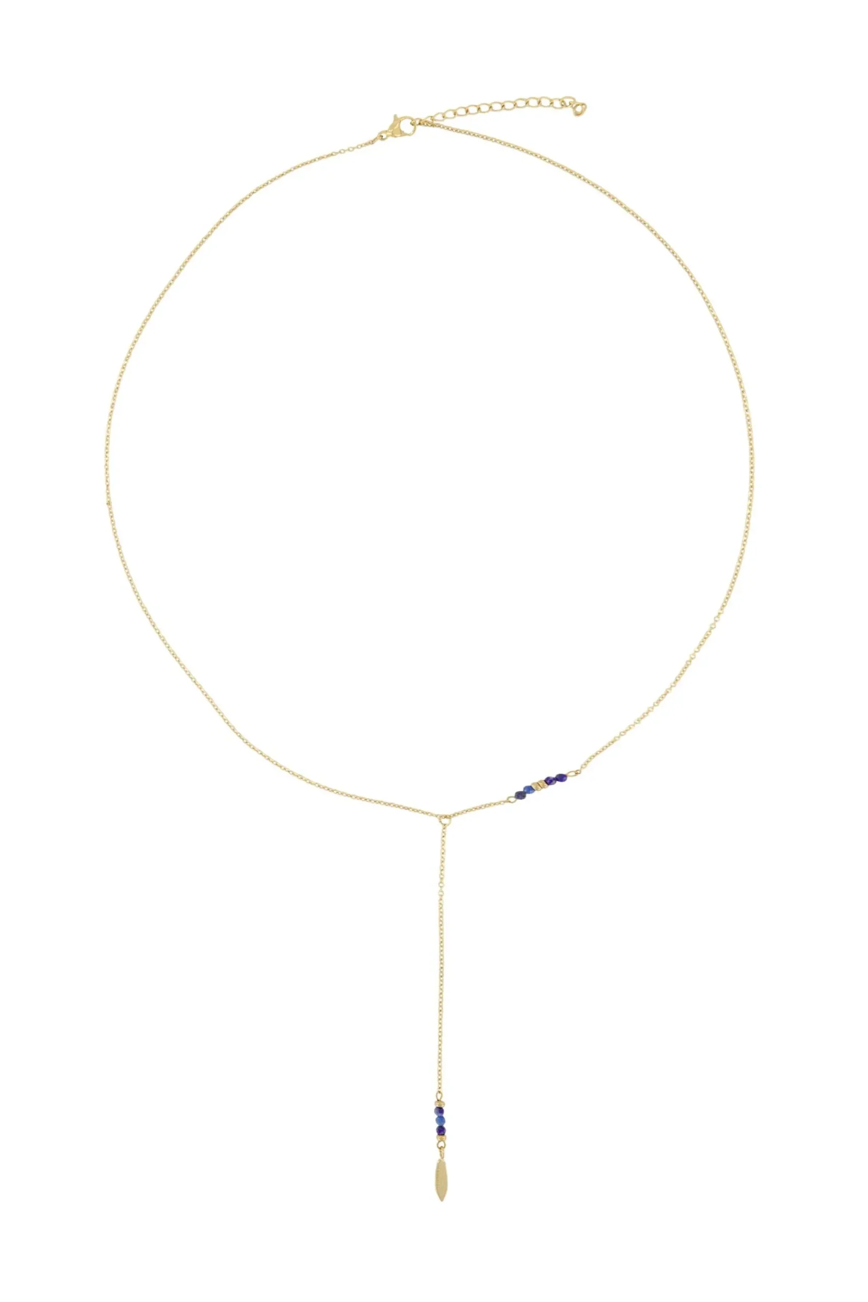ZUSSS lange ketting met veertje goud/kobalt