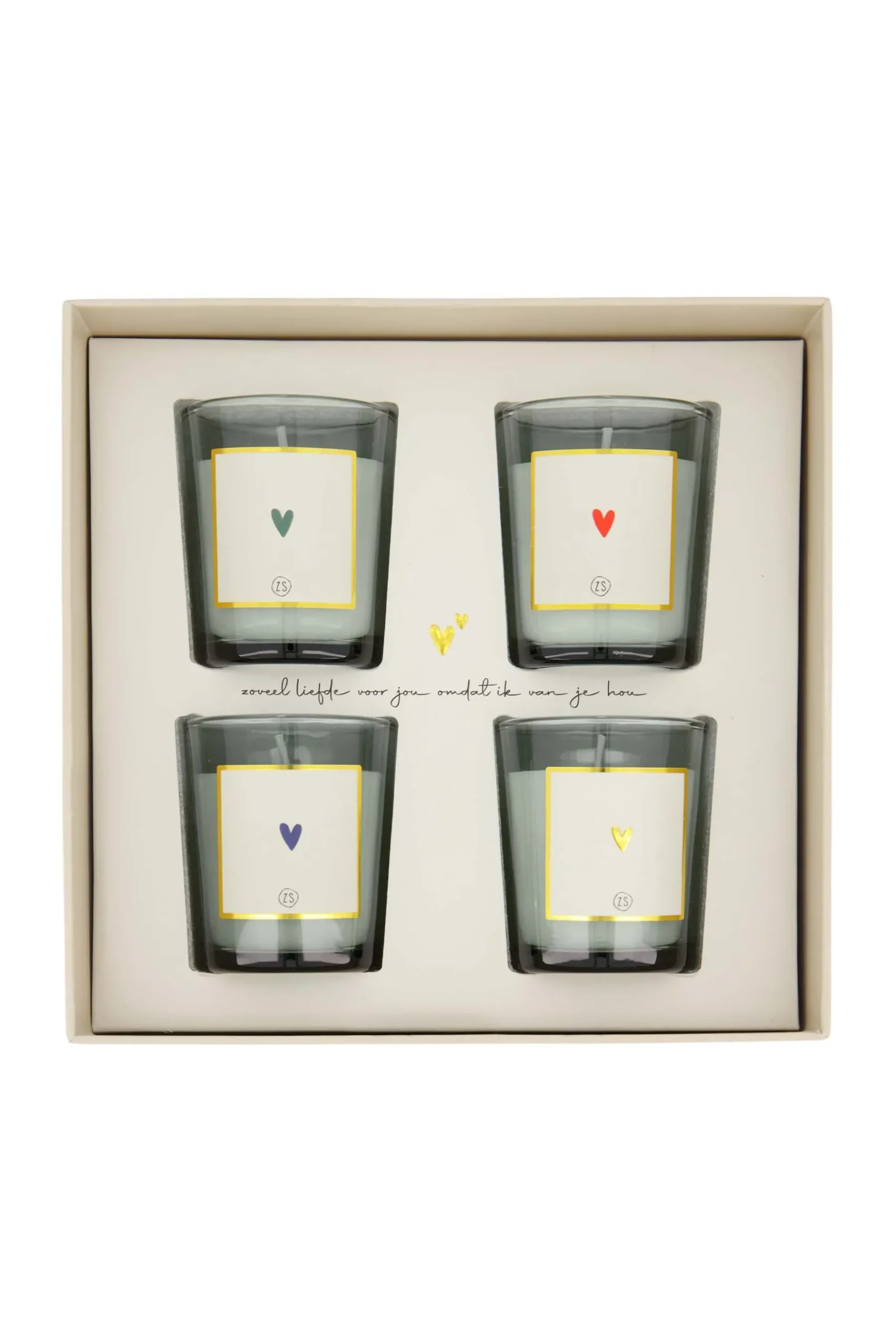 ZUSSS set van 4 glaskaarsjes hartje