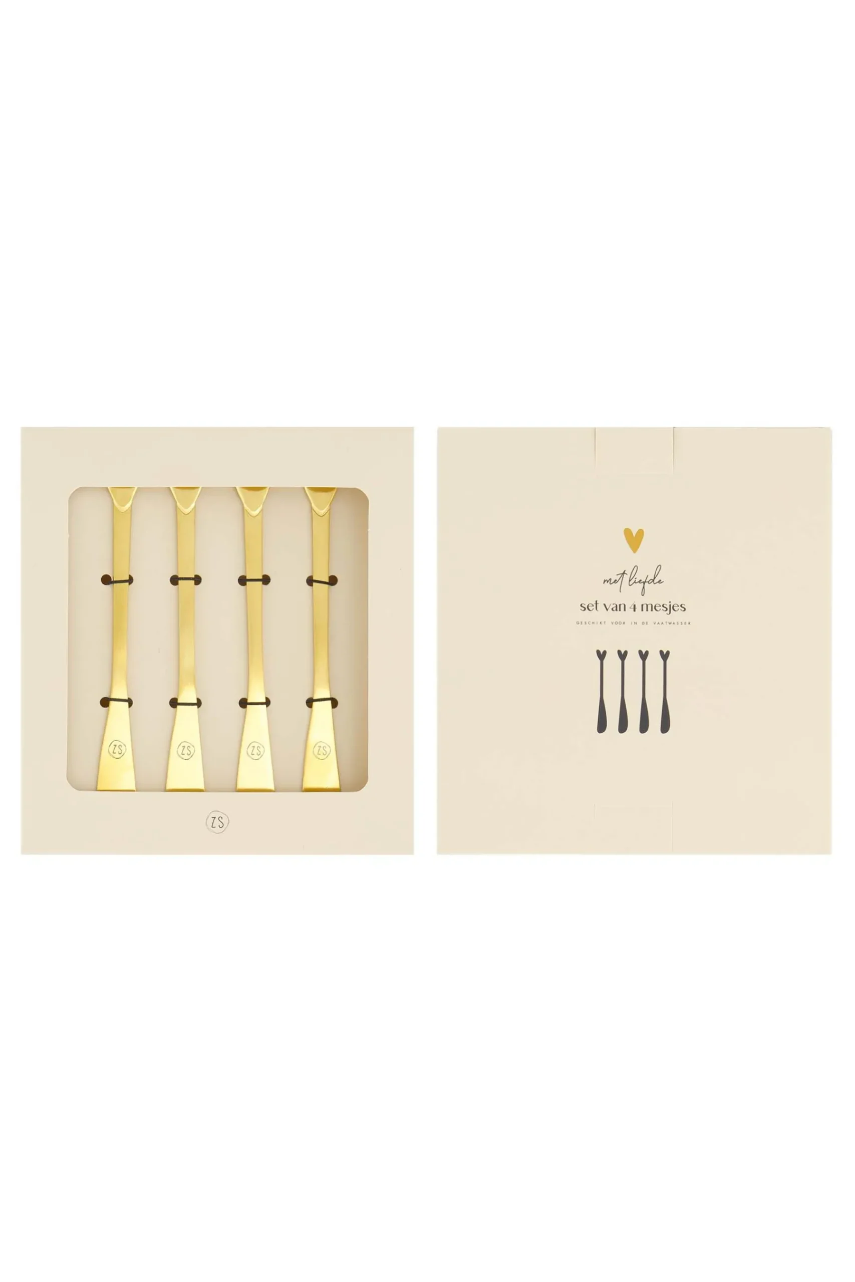 ZUSSS set van 4 mesjes hartje
