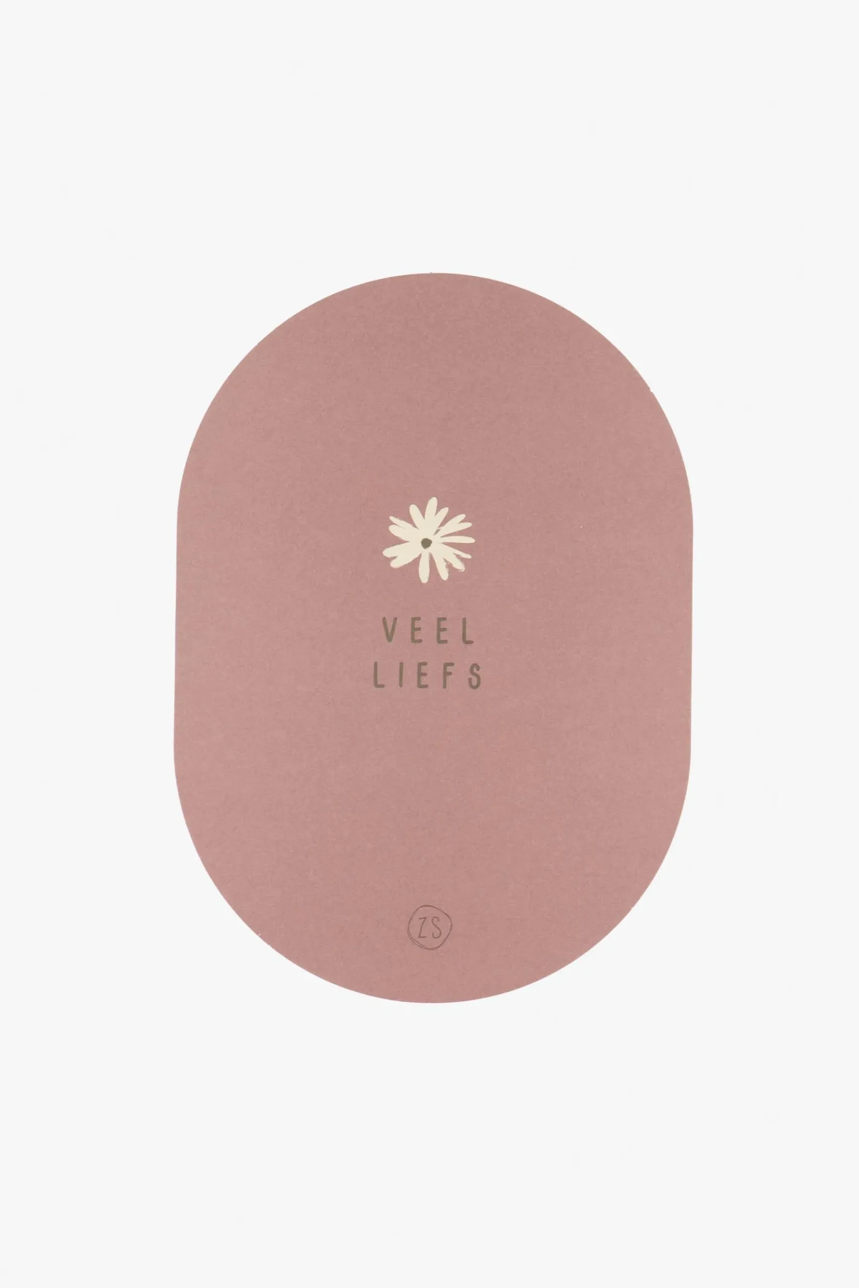 ZUSSS wenskaart ovaal veel liefs terra roze